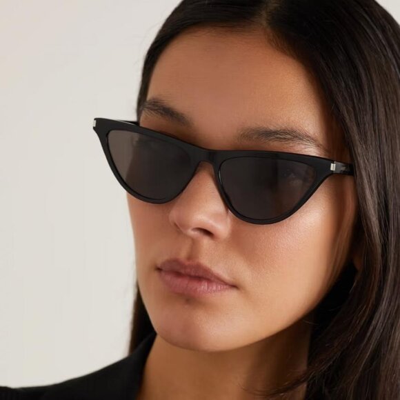 Saint Laurent SL550 SLIM 001 Cat Eye Sunglasses - Black - Picture 1 of 10